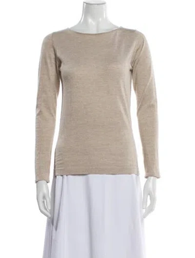Pre-owned Brunello Cucinelli Bateau Neckline Long Sleeve Top In Neutral