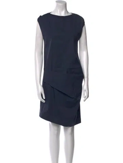 Pre-owned Brunello Cucinelli Bateau Neckline Mini Dress In Blue