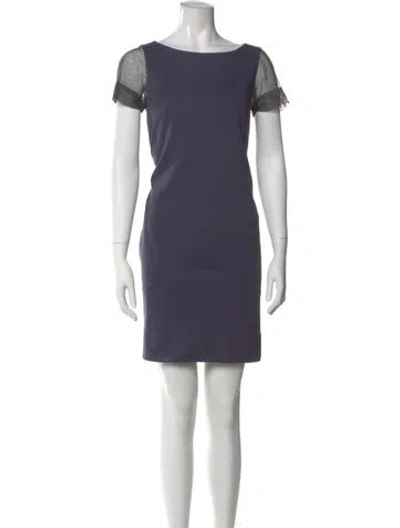 Pre-owned Brunello Cucinelli Bateau Neckline Mini Dress In Blue