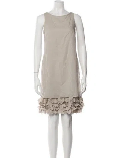 Pre-owned Brunello Cucinelli Bateau Neckline Mini Dress In Gray