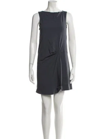 Pre-owned Brunello Cucinelli Bateau Neckline Mini Dress In Gray