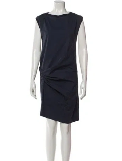 Pre-owned Brunello Cucinelli Bateau Neckline Mini Dress In Gray