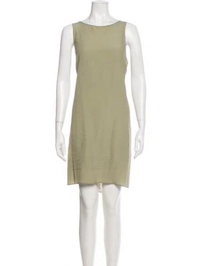 Pre-owned Brunello Cucinelli Bateau Neckline Mini Dress In Green