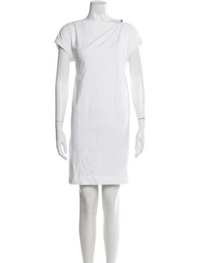 Pre-owned Brunello Cucinelli Bateau Neckline Mini Dress In Neutral