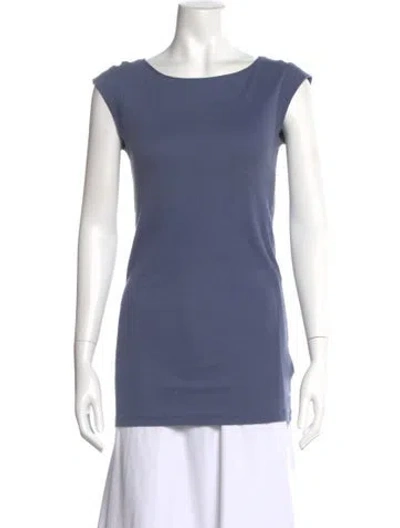 Pre-owned Brunello Cucinelli Bateau Neckline Short Sleeve T-shirt In Blue