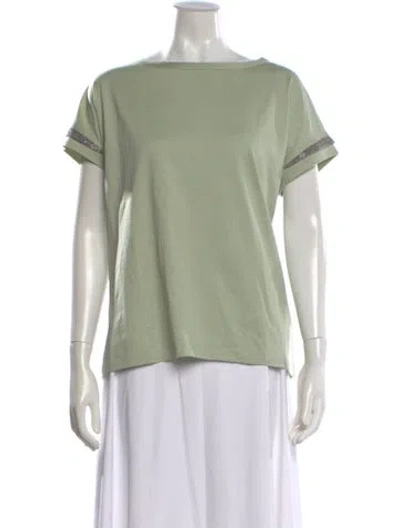 Pre-owned Brunello Cucinelli Bateau Neckline Short Sleeve T-shirt In Green