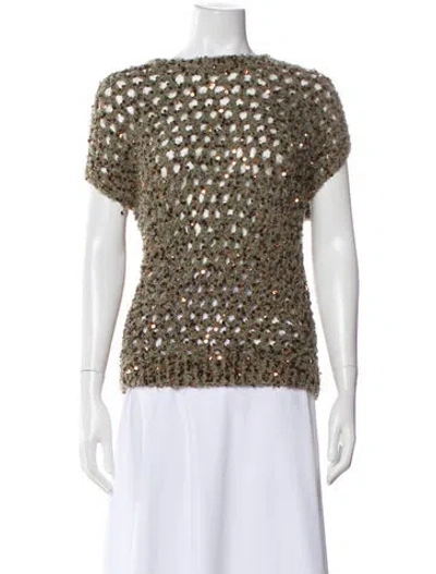 Pre-owned Brunello Cucinelli Bateau Neckline Sweater In Green