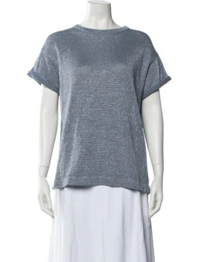 Pre-owned Brunello Cucinelli Bateau Neckline Sweater W/ Tags In Blue