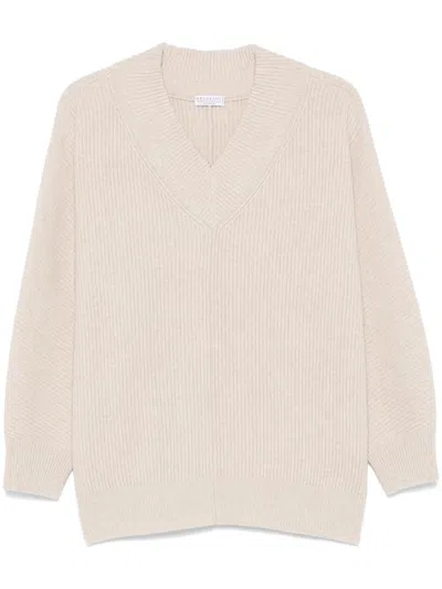 Brunello Cucinelli Batwing-sleeve Sweater In Butter