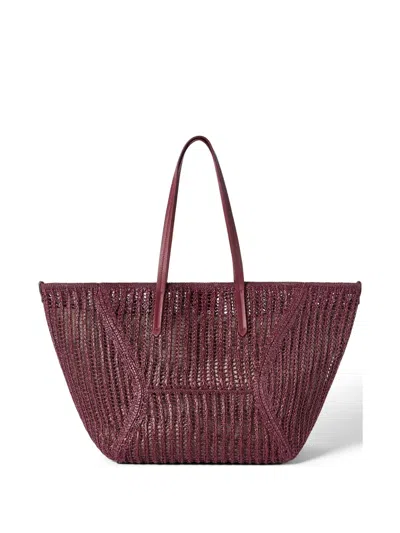 Brunello Cucinelli Bc Duo Bag In Techno Raffia Knit With Monili In Purple