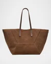 Brunello Cucinelli Geometric Monili Suede Tote Bag In Medium Brown