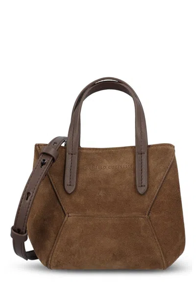 Brunello Cucinelli Bc Duo Embellished Mini Tote Bag In Brown