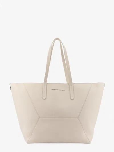 Brunello Cucinelli Bc Duo Shoulder Bag In Hammered Leather In Yellow