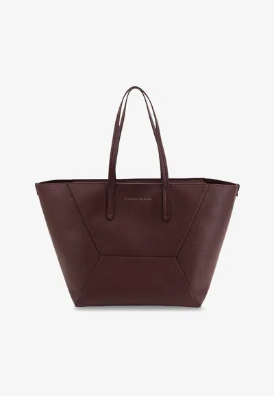 Brunello Cucinelli Bc Duo Hammered Leather Tote Bag In Purple