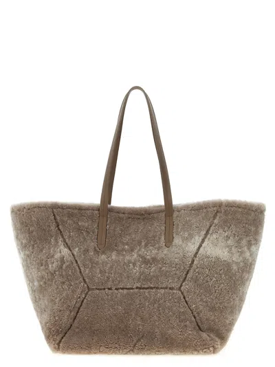 Brunello Cucinelli Bc Duo Large Shoulder Bag In Gray