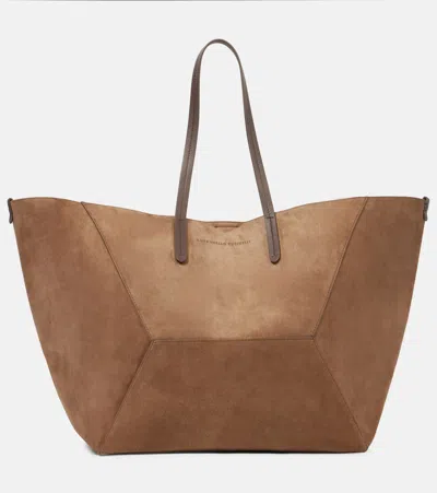 Brunello Cucinelli Bc Duo Large Suede Tote Bag In Brown