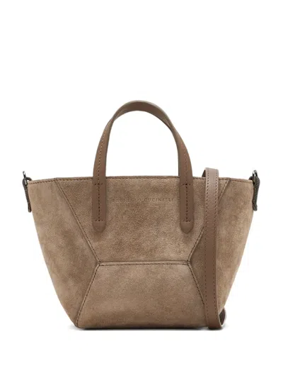 Brunello Cucinelli Bc Duo Leather Cross Body Bag In Brown