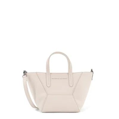 Brunello Cucinelli Bc Duo Leather Crossbody Bag In White