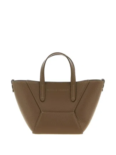 Brunello Cucinelli Bc Duo Leather Mini Tote Bag In Brown