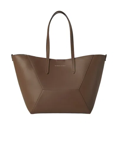 Brunello Cucinelli Women Bc Duo Hammered Leather Handbag In Brown