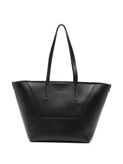 Brunello Cucinelli Bc Duo Logo Tote Bag In Black
