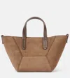 Brunello Cucinelli Bc Duo Mini Monili Suede Tote Bag In Brown