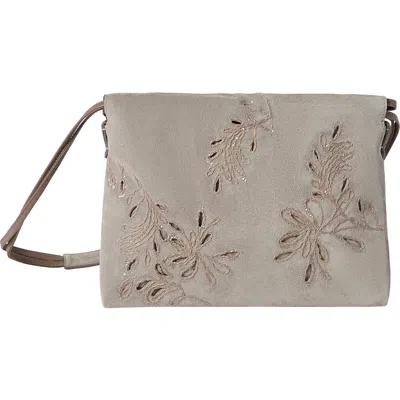 Brunello Cucinelli Bc Duo Pouch Bag With Broderie Anglaise In Gray