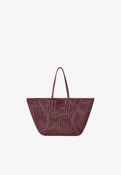 Brunello Cucinelli Bc Duo Raffia Tote Bag In Red