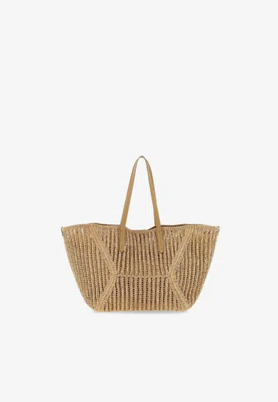 Brunello Cucinelli Bc Duo Raffia Tote Bag In Sand
