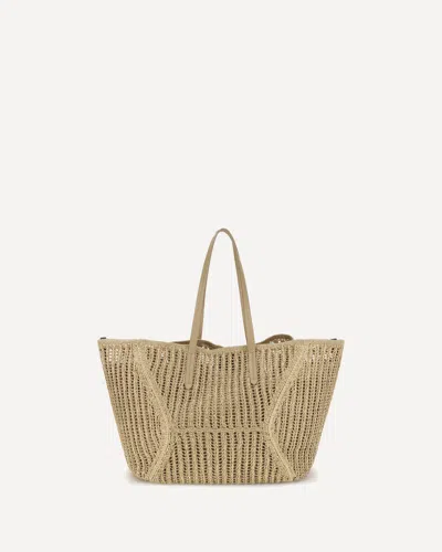 Brunello Cucinelli Bc Duo Shoulder Bag In Raffia In Brown