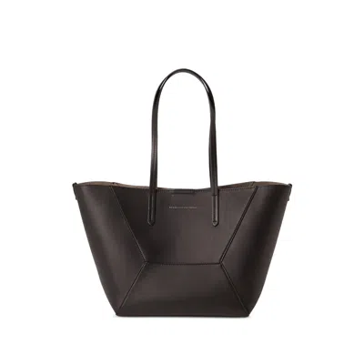 Brunello Cucinelli Bc Duo Small Bag In Calfskin With Monili In Brown