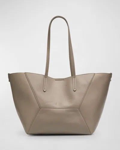 Brunello Cucinelli Bc Duo Small Geometric Leather Tote Bag In Dove Grey