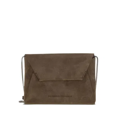 Brunello Cucinelli Bc Duo Suede Clutch Bag In Brown