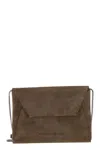 Brunello Cucinelli Women Bc Duo Suede Clutch Bag With Precious Chain In Brown