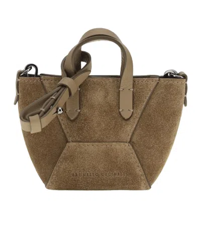 Brunello Cucinelli Bc Duo Suede Mini Bag In Brown