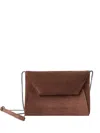 Brunello Cucinelli Duo Monili Suede Pouchette Crossbody Bag In Brown