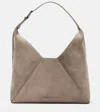 Brunello Cucinelli Taupe Suede Elegance Mini Shoulder Bag In Grey