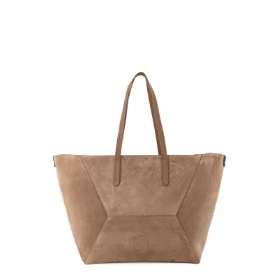 Brunello Cucinelli Bc Duo Suede Shoulder Bag With Engraved Logo