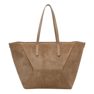 Brunello Cucinelli Bc Duo Suede Tote Bag In Sand
