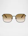 Brunello Cucinelli Bc1005t Rectangular Titanium Sunglasses In Black