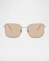 Brunello Cucinelli Bc1005t Rectangular Titanium Sunglasses In Silver
