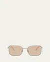 Brunello Cucinelli Bc1005t Rectangular Titanium Sunglasses In Silver