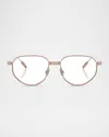 Brunello Cucinelli Bc1008t Blue Light Geometric Glasses In Rose Gold