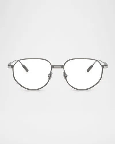 Brunello Cucinelli Bc1008t Titanium Round Blue Light Glasses In Gunmetal