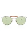Brunello Cucinelli Bc2004st Pilot-frame Sunglasses In 银色