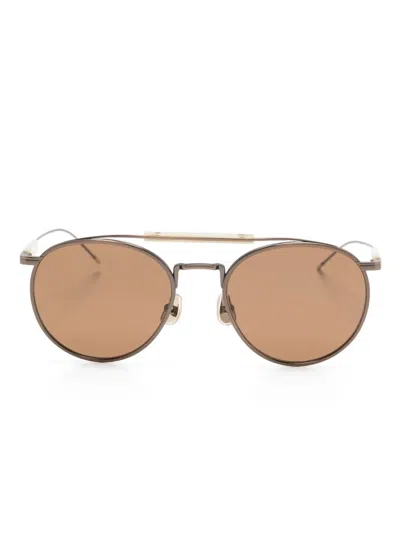 Brunello Cucinelli Bc2004st Pilot-frame Sunglasses In 褐色