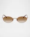 Brunello Cucinelli Womens Pink Bc2006st Oval-frame Titanium Sunglasses In Rose Gold