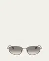 Brunello Cucinelli Bc2008st Titanium Oval Sunglasses In Gray