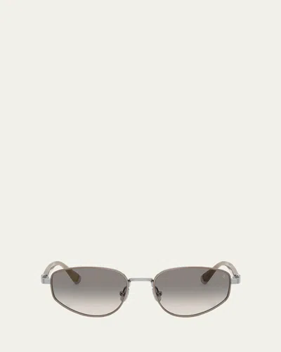 BRUNELLO CUCINELLI BC2008ST TITANIUM OVAL SUNGLASSES