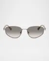 Brunello Cucinelli Bc2008st Titanium Oval Sunglasses In Silver